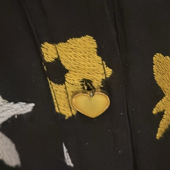 Veroalfie Nina Black Floral Embroidered Dress with Heart Buttons‎ Size 2 - Picture 6 of 11